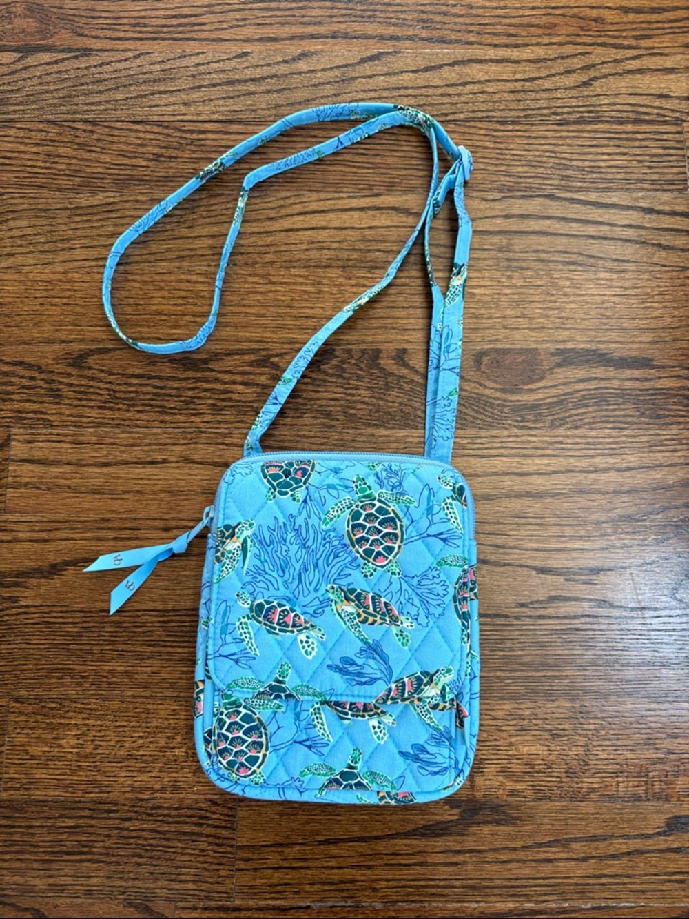 Vera Bradley, Quilted Sea Turtle Crossbody Bag in Light Blue